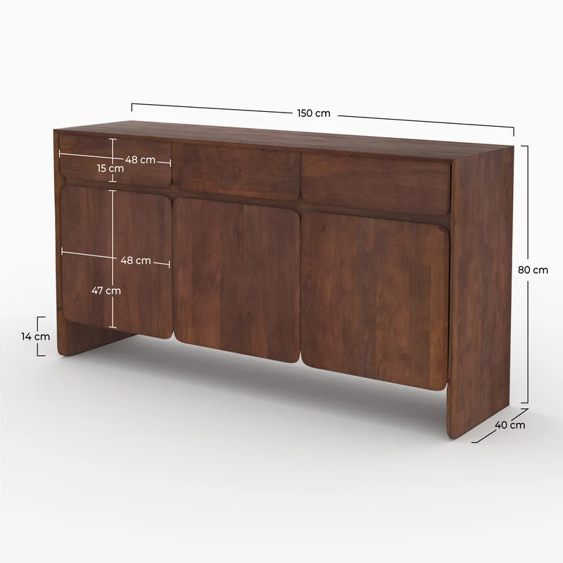 Buffet Achille en bois de manguier marron foncé