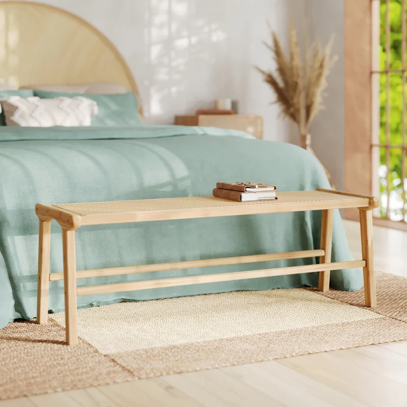 Banc Kuna 120 cm en teck et cannage