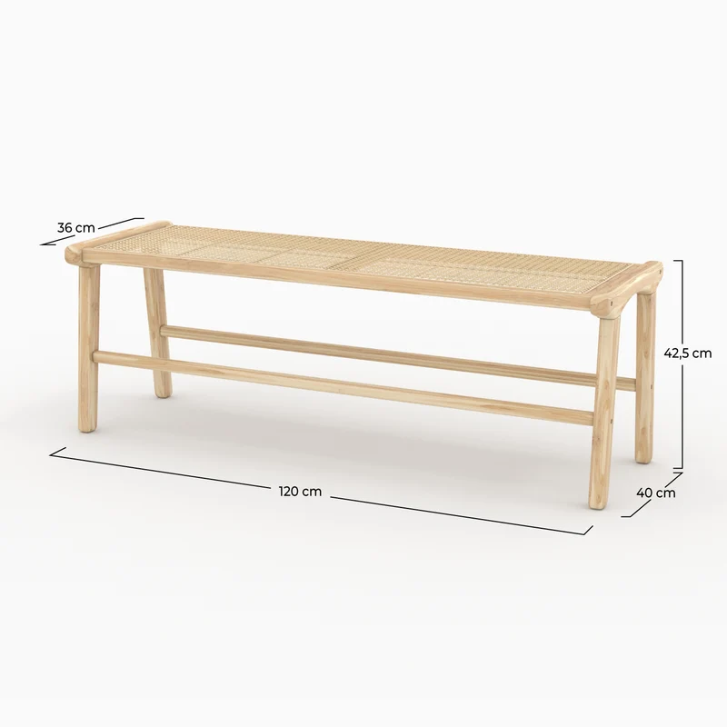 Banc Kuna 120 cm en teck et cannage