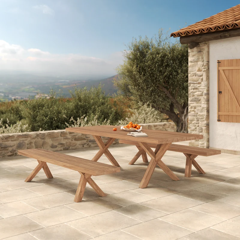 Banc de jardin Soraya en bois de teck 4 personnes