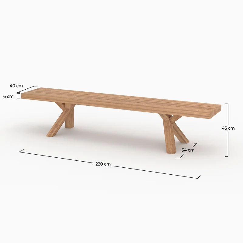 Banc de jardin Soraya en bois de teck 4 personnes