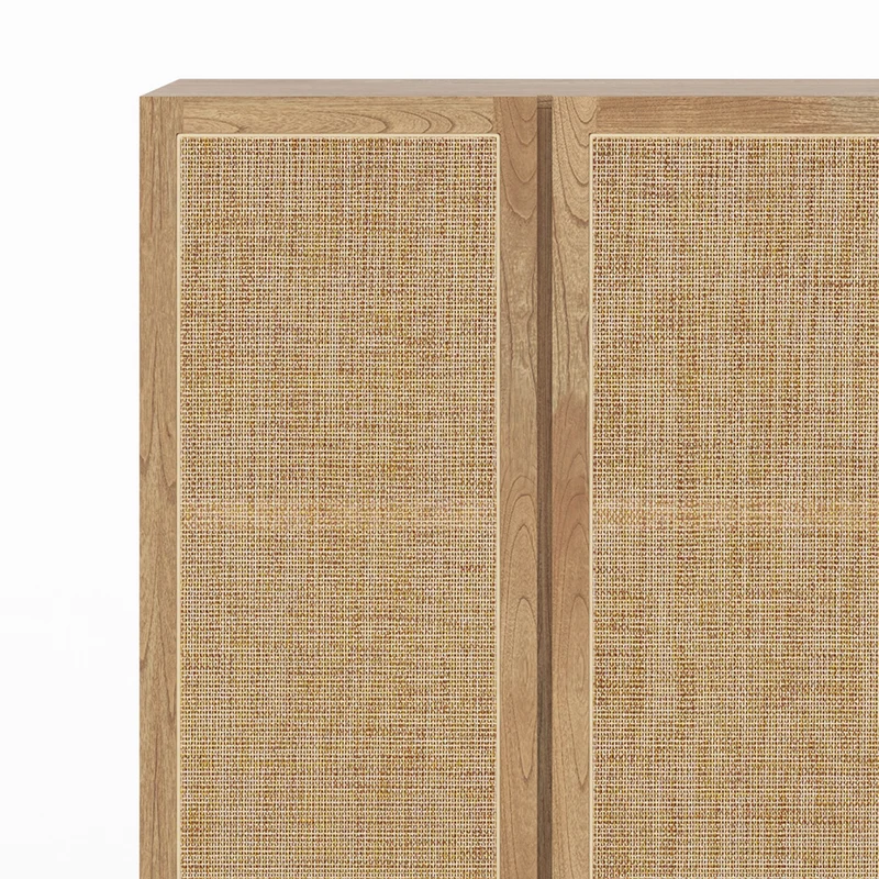 Armoire Delya en bois massif de mindi et rotin