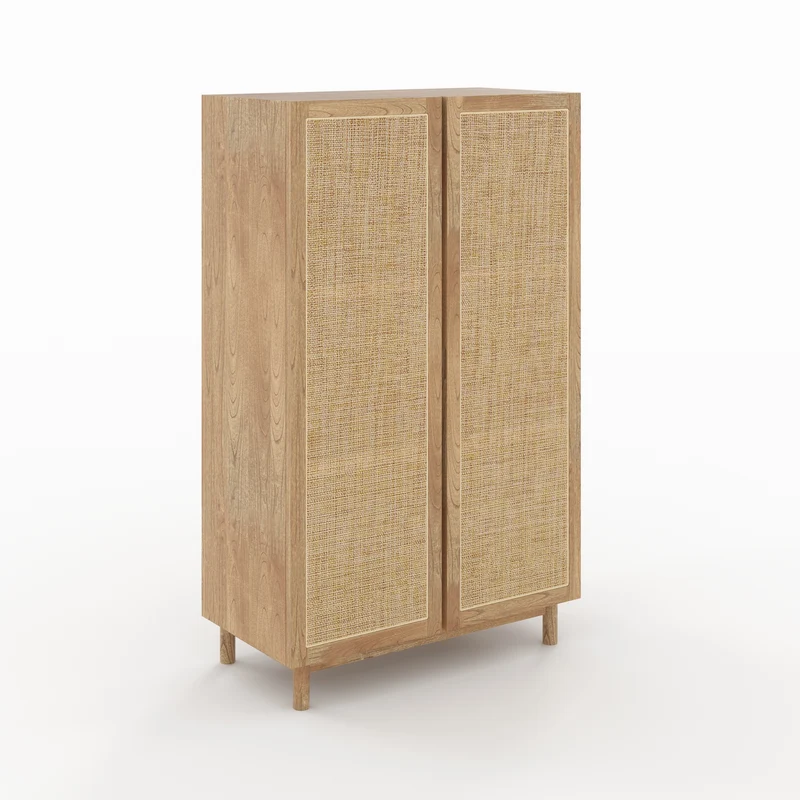 Armoire Delya en bois massif de mindi et rotin