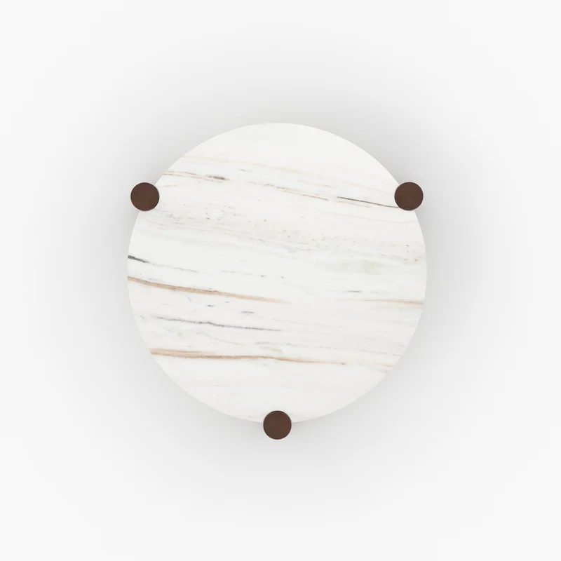 Table basse ronde Pauline en marbre et bois de manguier D86 cm