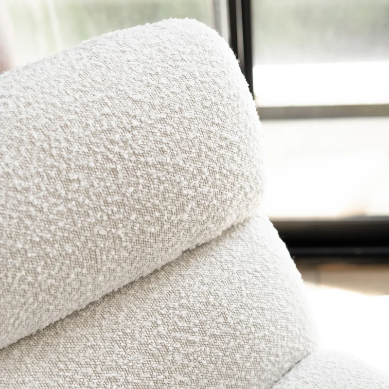 Fauteuil Teddy en tissu bouclé blanc