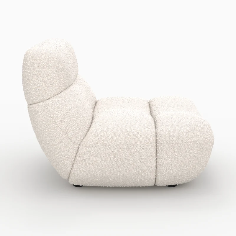 Fauteuil Teddy en tissu bouclé blanc