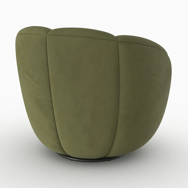 Fauteuil pivotant Ysé en velours vert olive foncé