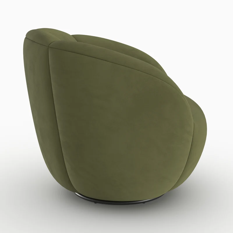 Fauteuil pivotant Ysé en velours vert olive foncé