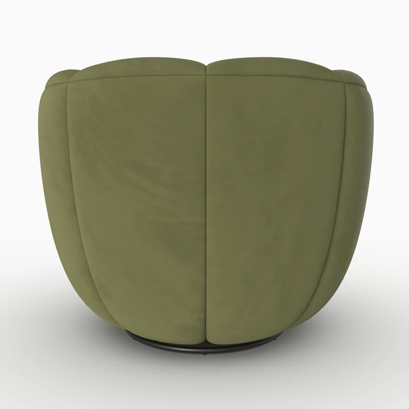 Fauteuil pivotant Ysé en velours vert olive foncé