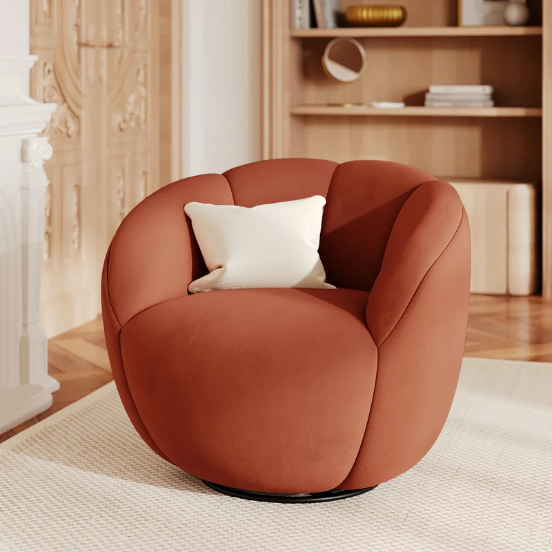 Fauteuil pivotant Ysé en velours rouge brique