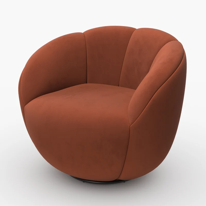Fauteuil pivotant Ysé en velours rouge brique