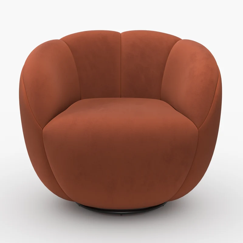 Fauteuil pivotant Ysé en velours rouge brique