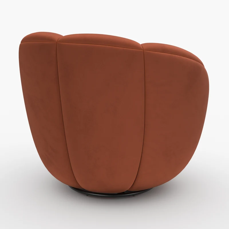 Fauteuil pivotant Ysé en velours rouge brique