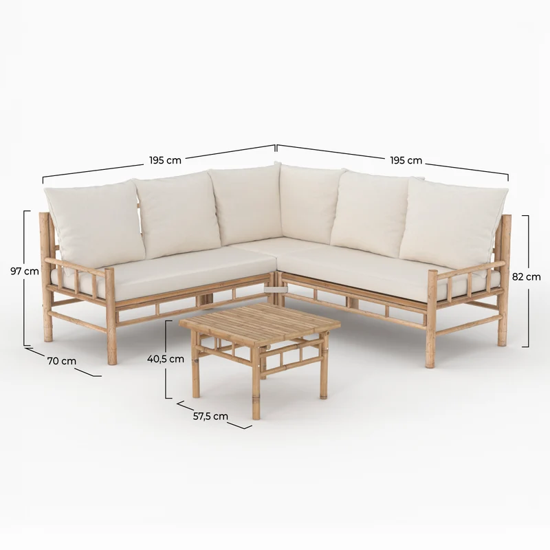 Salon de jardin Vadella 5 personnes en bambou