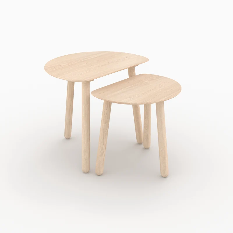 Tables gigognes Montaine en bois de frêne effet blanchi