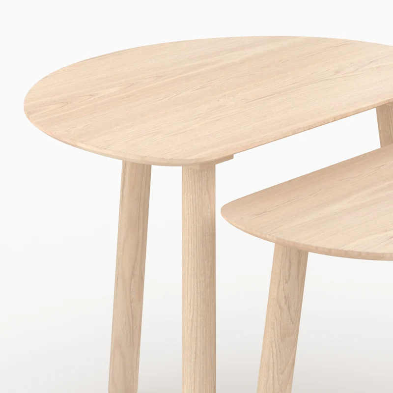 Tables gigognes Montaine en bois de frêne effet blanchi