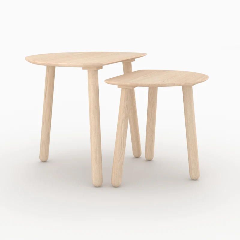 Tables gigognes Montaine en bois de frêne effet blanchi