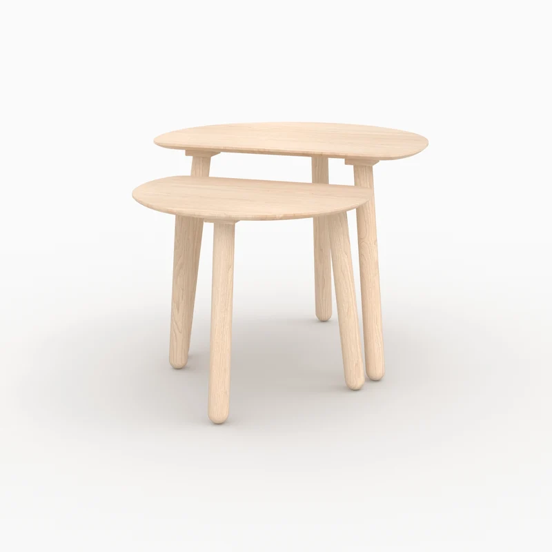 Tables gigognes Montaine en bois de frêne effet blanchi