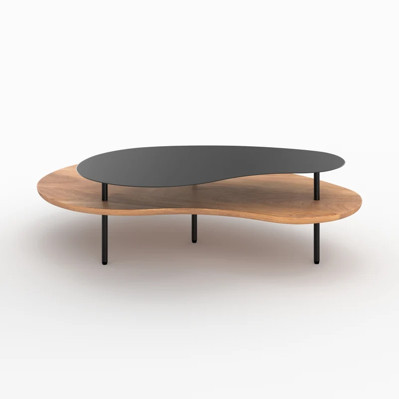 Tables gigognes Moji en bois et metal noir (lot de 2)