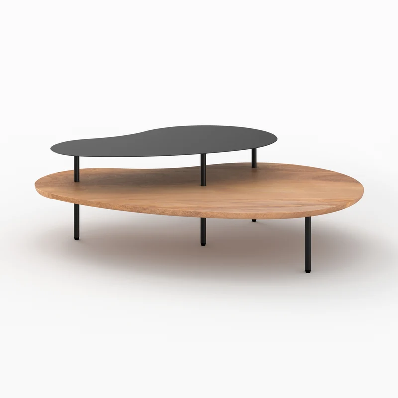 Tables gigognes Moji en bois et metal noir (lot de 2)