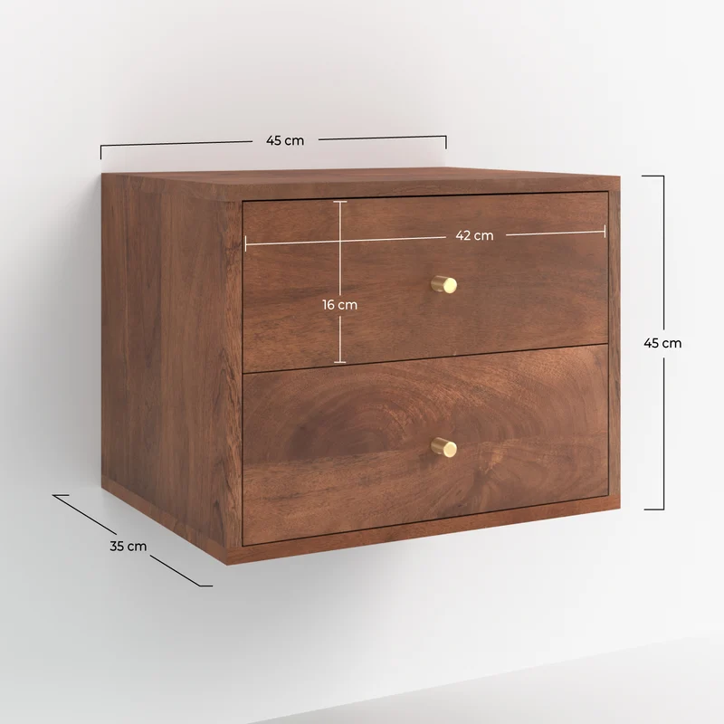 Table de chevet suspendue Oréa en bois de manguier