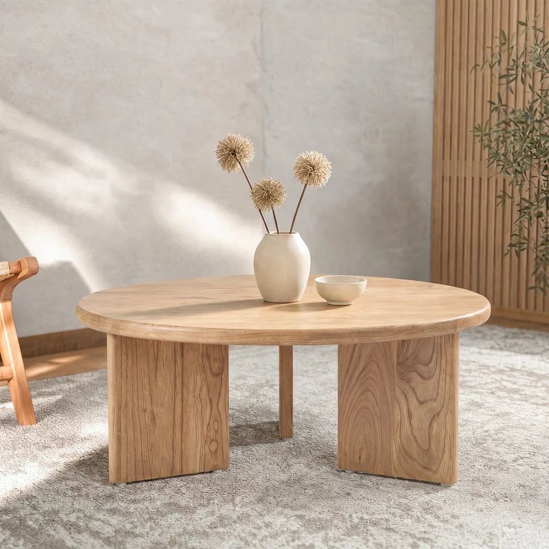 Table basse ronde Galia en bois massif de mindi