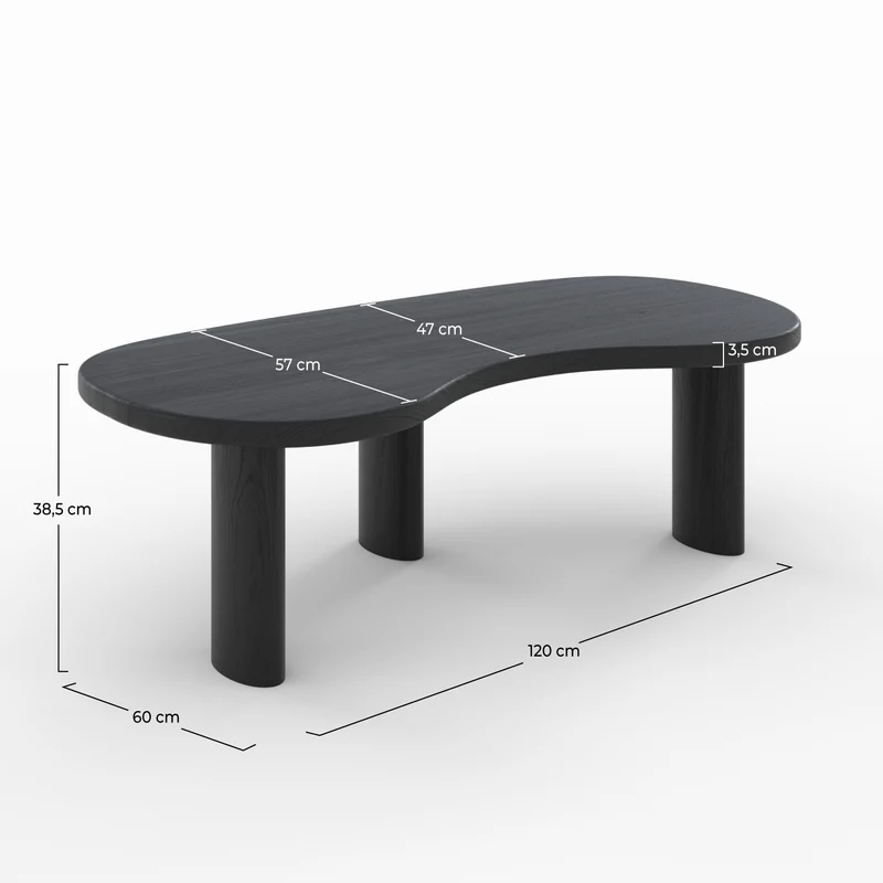 Table basse organique Brandan en bois massif de mindi noir