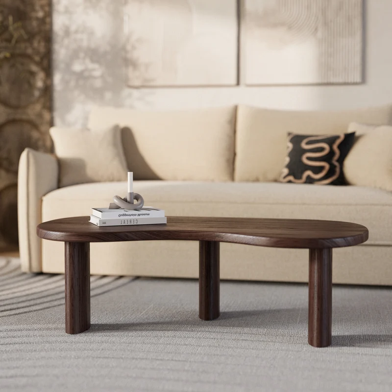 Table basse organique Brandan en bois massif de mindi foncé