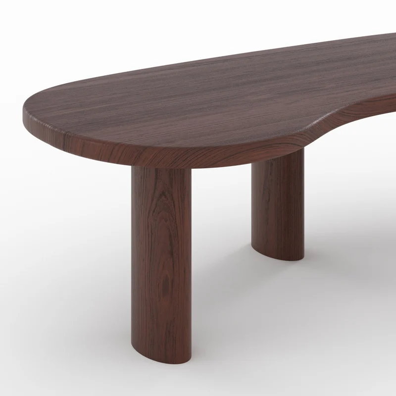 Table basse organique Brandan en bois massif de mindi foncé