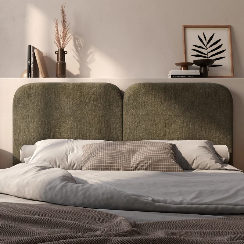 Tête de lit Etna en tissu vert olive 160 cm