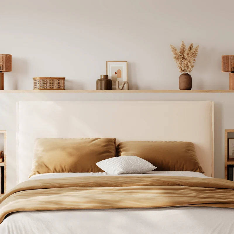 Tête de lit Safia en tissu blanc déhoussable 160 cm