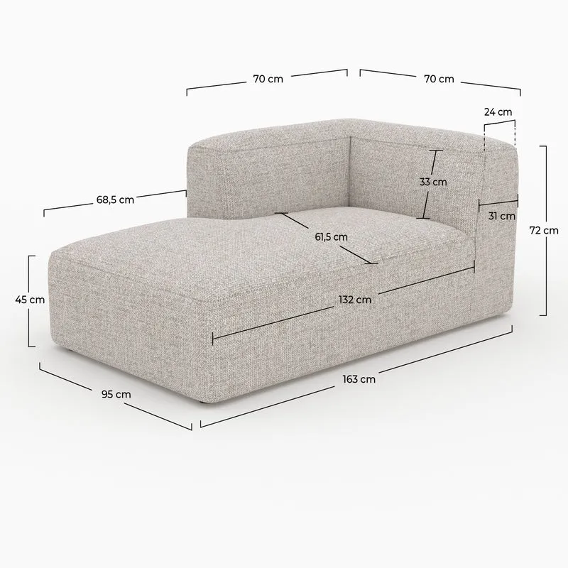 Méridienne d'angle à gauche Hestia pour canapé modulable en tissu beige