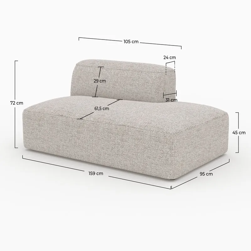 Méridienne dossier à gauche Hestia pour canapé modulable en tissu beige
