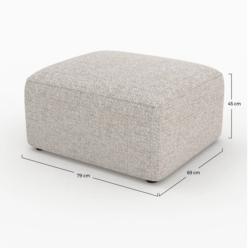 Pouf Hestia rectangulaire pour canapé modulable en tissu beige