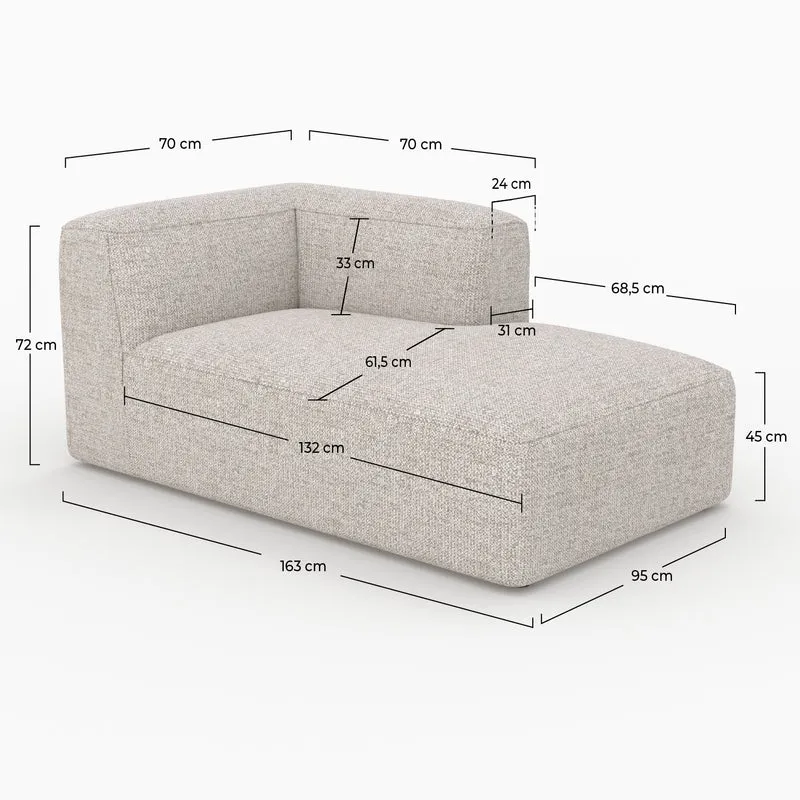 Méridienne d'angle à droite Hestia pour canapé modulable en tissu beige
