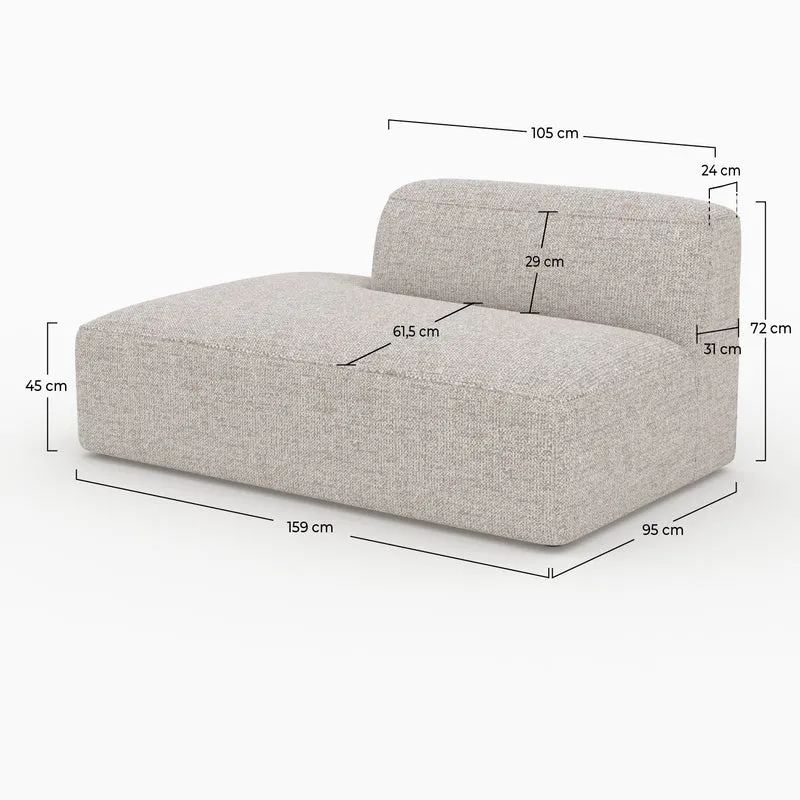 Méridienne dossier à droite Hestia pour canapé modulable en tissu beige
