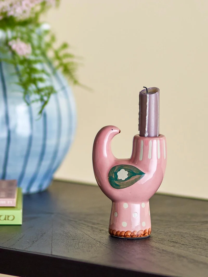 Bougeoir oiseau rose