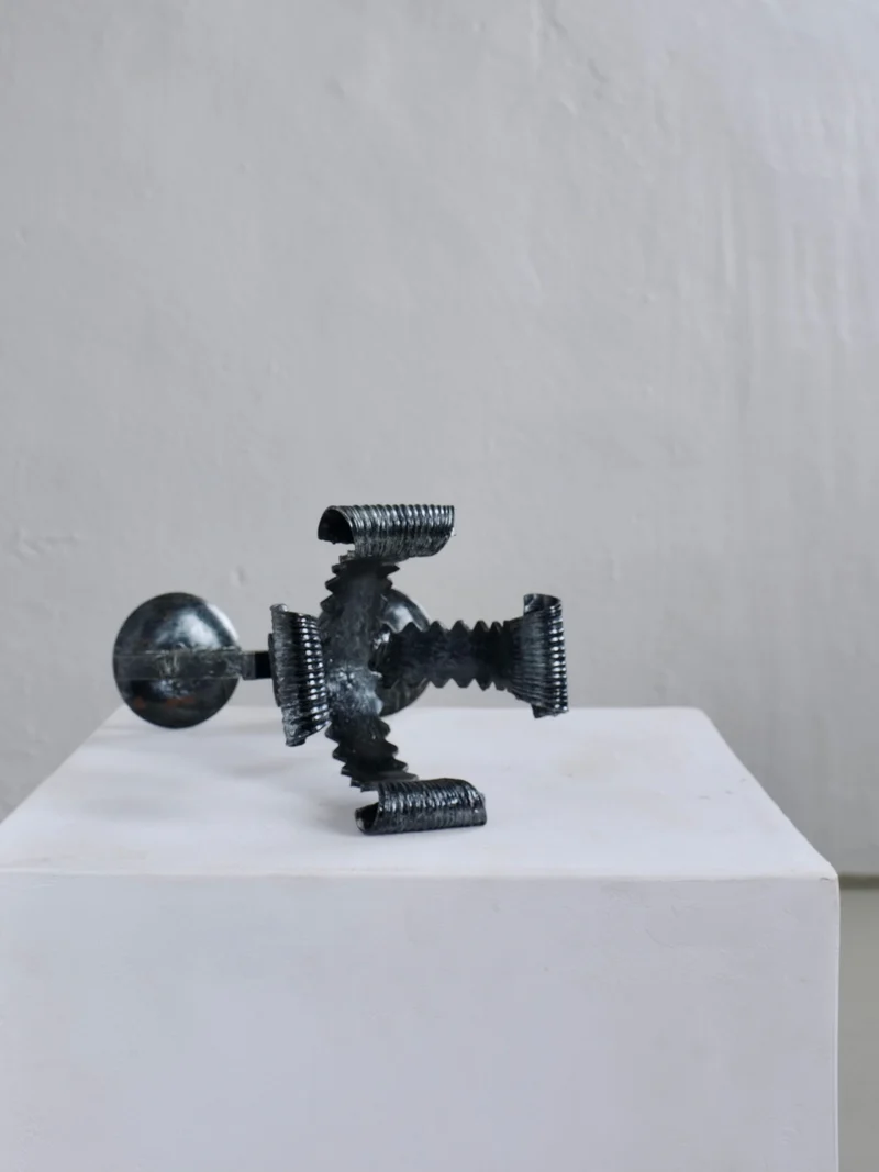 Brutalist Sculptural Iron Candle Holder, Netherlands, 1970s
