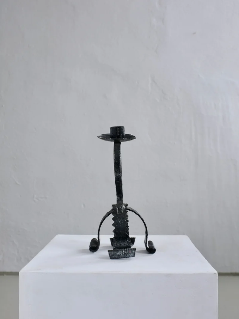 Brutalist Sculptural Iron Candle Holder, Netherlands, 1970s