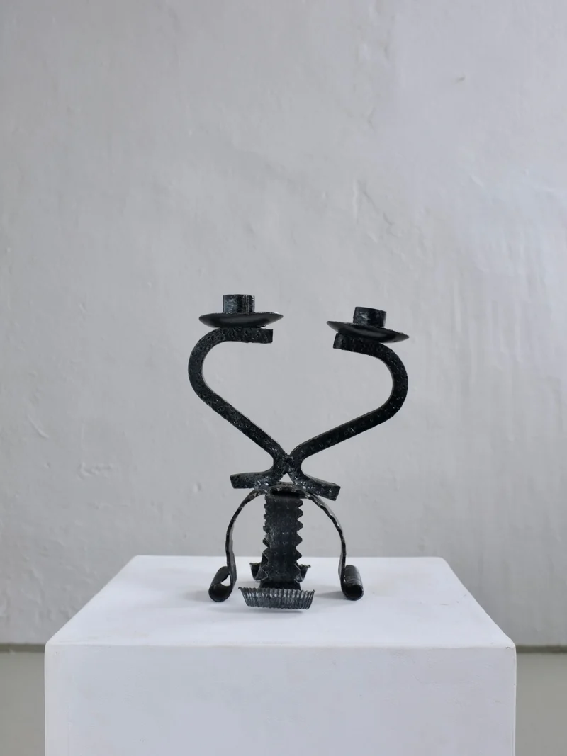 Brutalist Sculptural Iron Candle Holder, Netherlands, 1970s