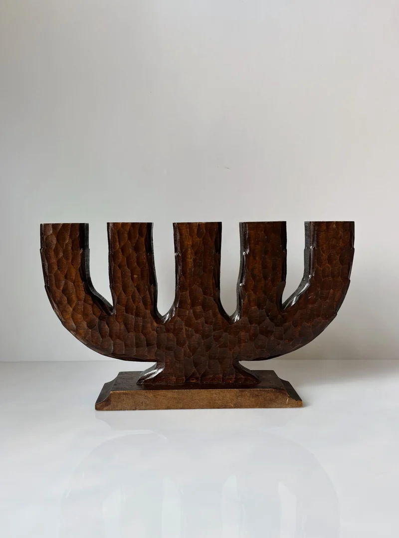 Handcarved Wooden 5 Arm Candelabra, Sweden