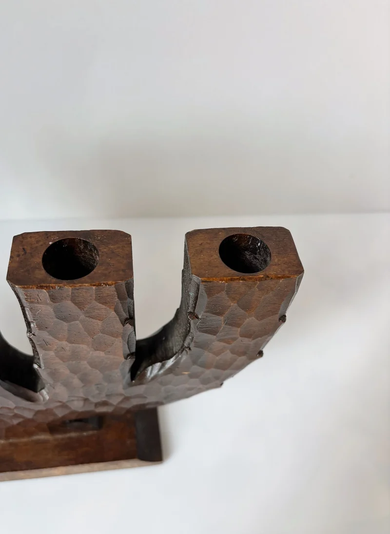 Handcarved Wooden 5 Arm Candelabra, Sweden