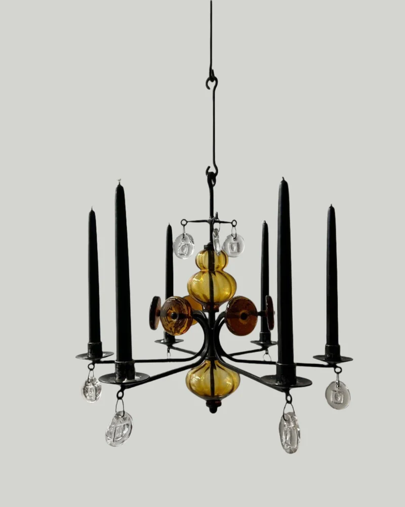 Art Glass Chandelier by Erik Höglund for Boda, 1970s
