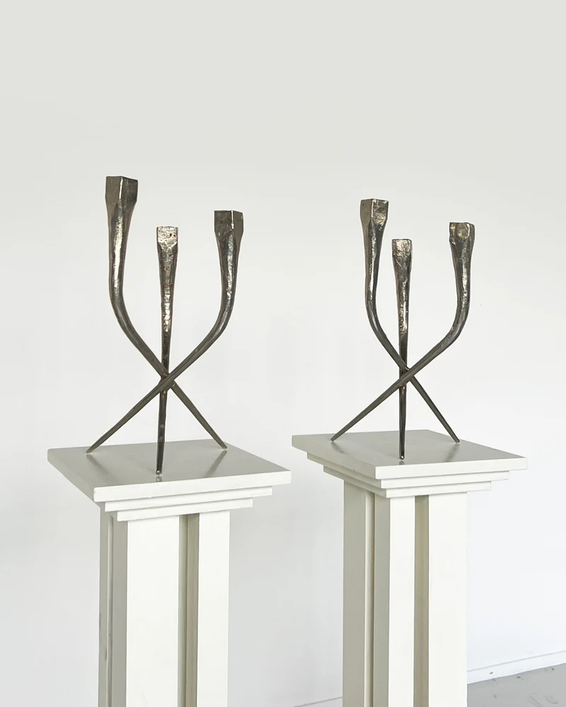 Pair of Brutalist Candleholder