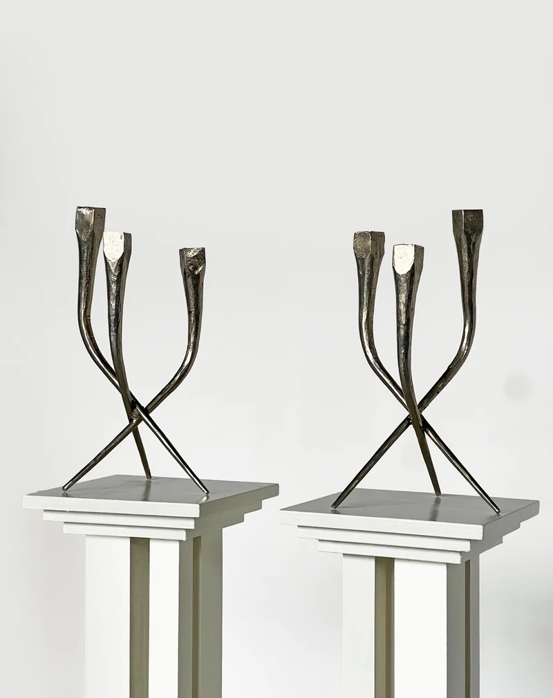 Pair of Brutalist Candleholder