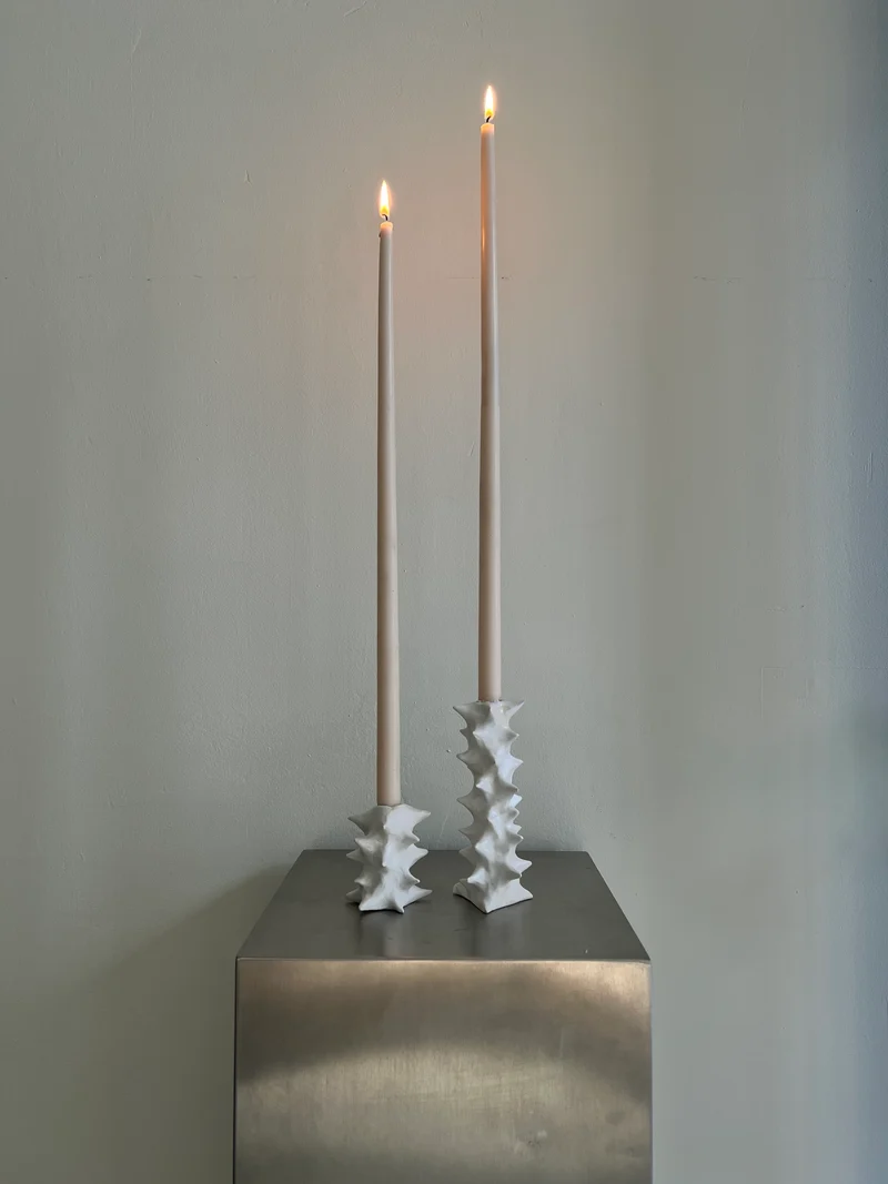 Spiky ceramic candle holder