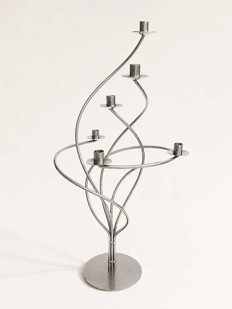 Sculptural Spiral Metal Candelabra, 1980s