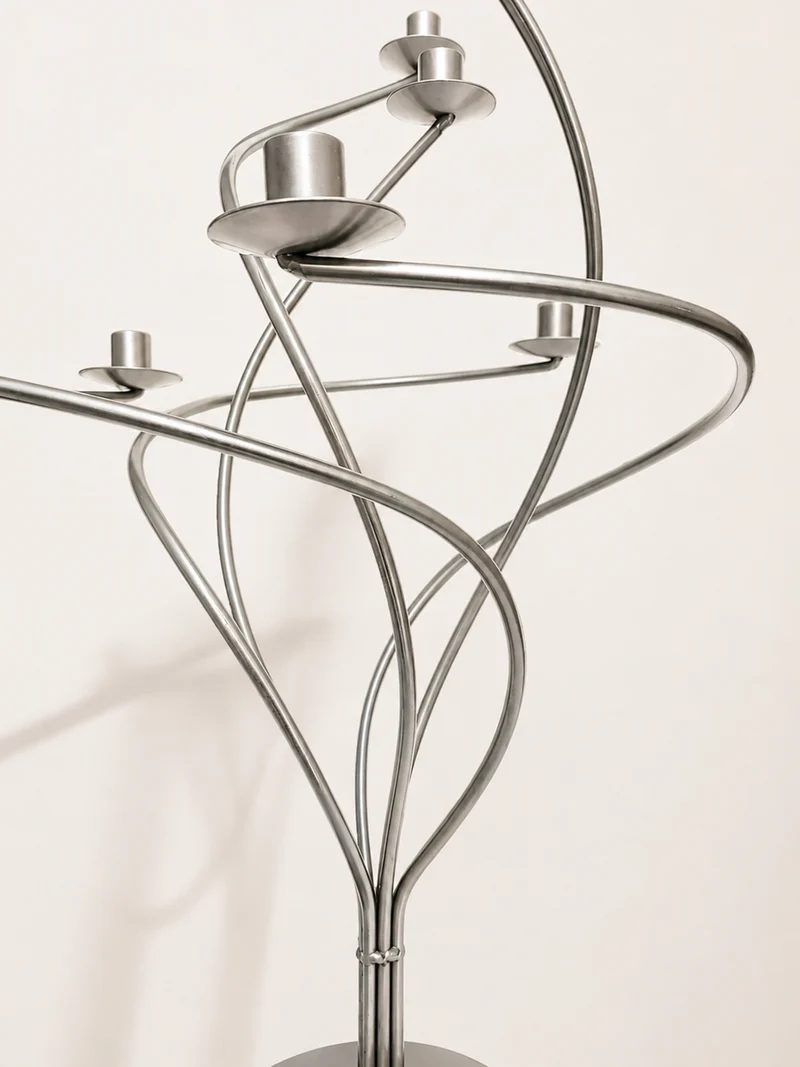 Sculptural Spiral Metal Candelabra, 1980s