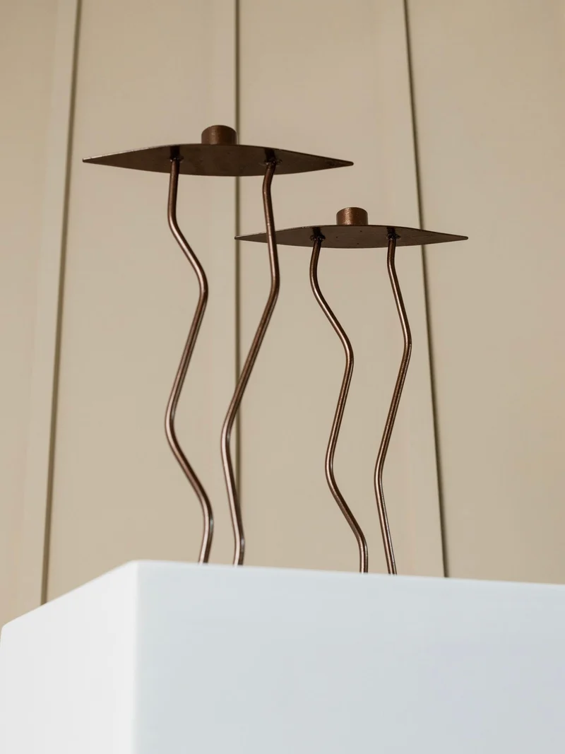 Two Metal Candlesticks Memphis Style