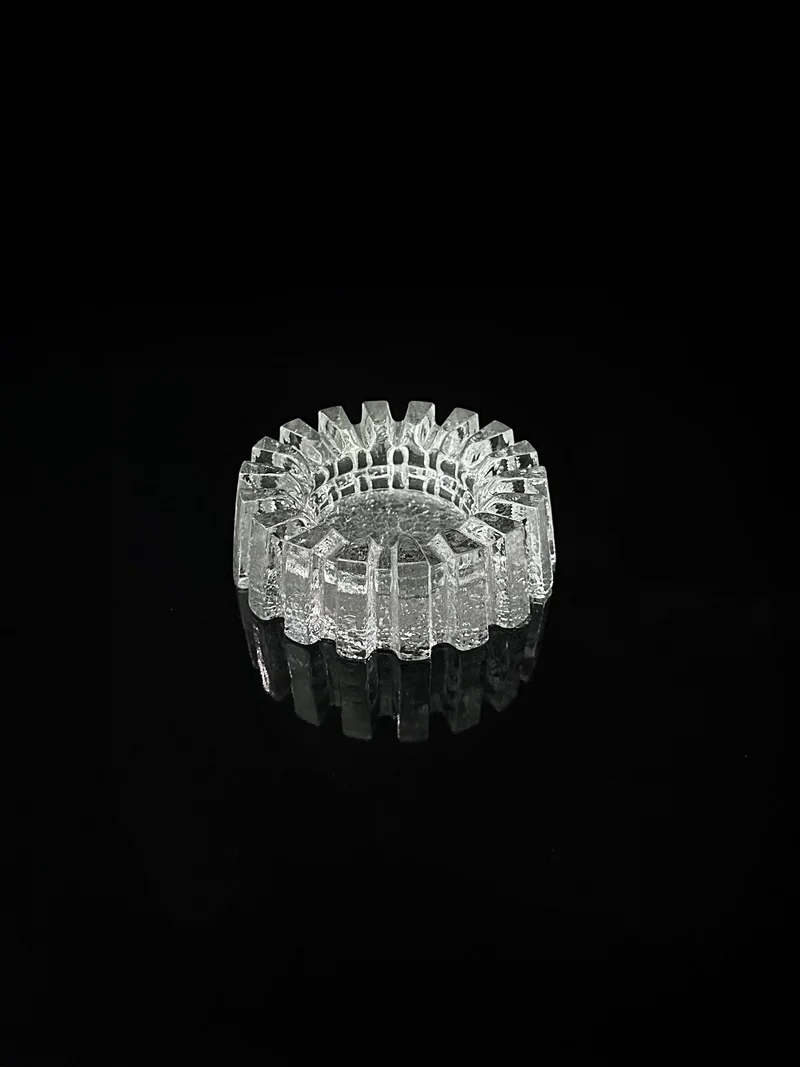 1970s Crystal Glass Brutalist Ashtray